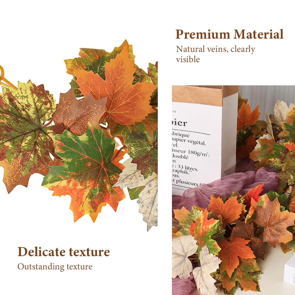 HASTHIP Fall Garland for Mantel with Realistic Maple Leaves 68.8in Vine | Autumn Home Décor
