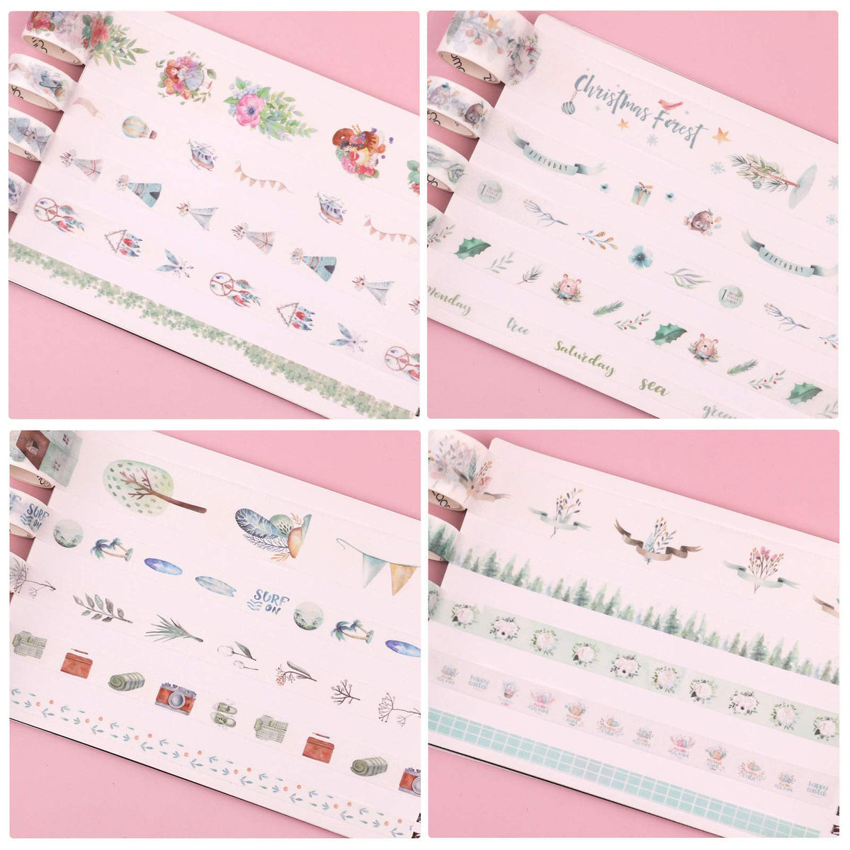 HASTHIP Washi Tape Set for DIY Crafts with 20 Rolls 2m Each in Blue Autumn Elk Style | Paper Decor