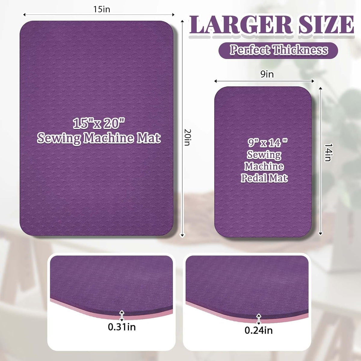 HASTHIP Sewing Machine Mat for Pedal and Appliances with Double Side Anti Slip Surface 51x38cm | Reduces Noise and Vibration