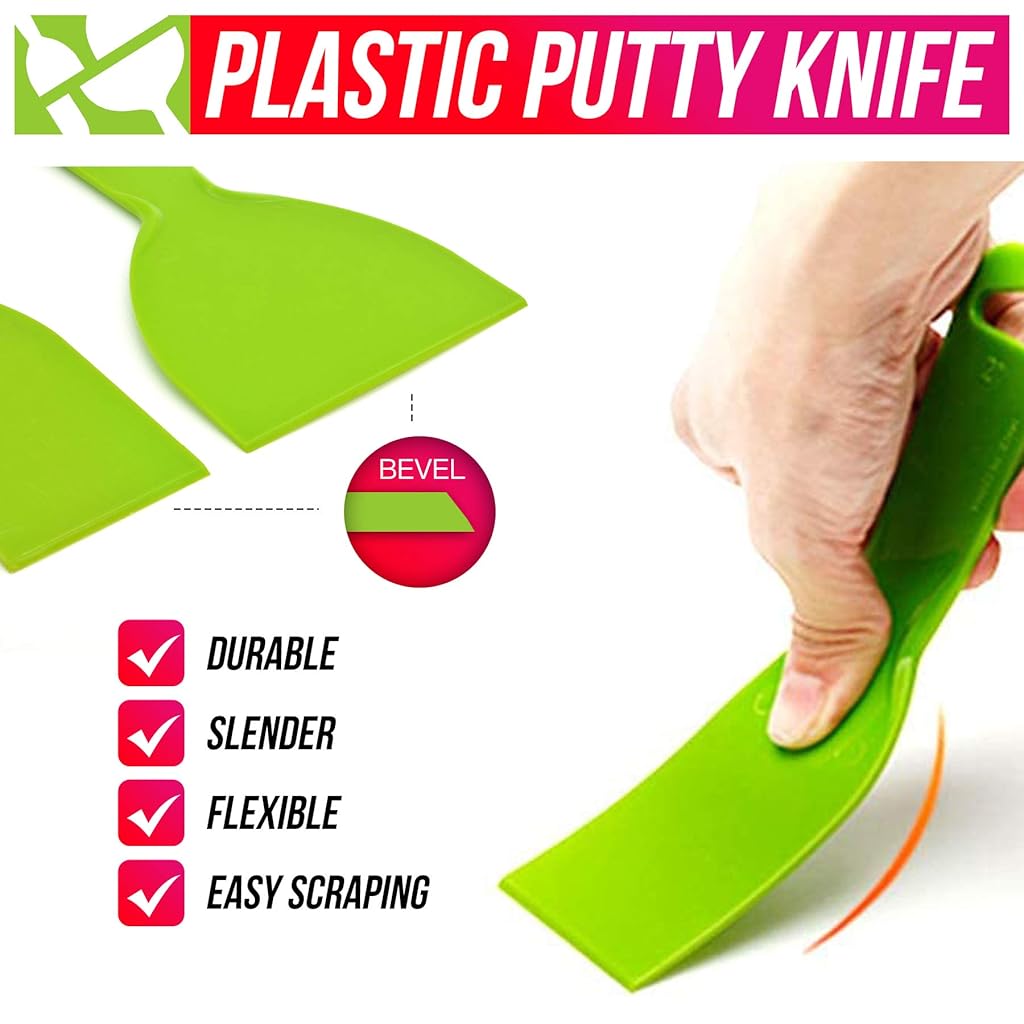 HASTHIP® 8PCS Flexible Plastic Putty Blade Scraper Set (2/4/6/8 Inch) Durable PP Wall Putty Blades for Drywall, Plaster, Decals, Wallpaper, Paint Removal & Craft Projects