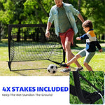 HASTHIP® Football Goal Net Kit for Kids, Football Training Goal Target Net with Inflatable Soccer Ball, Inflator Pump, Ground Stakes, Training Cones, Black Training Cone Marker 47x37x35 Inch