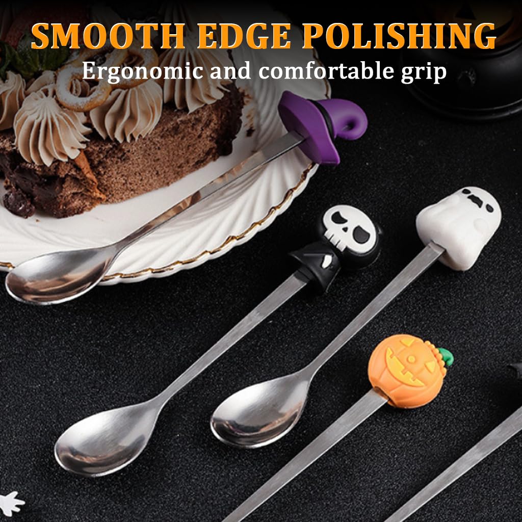 HASTHIP Halloween Coffee Spoons for Festive Drinks and Desserts | 4PCS Stainless Steel Set