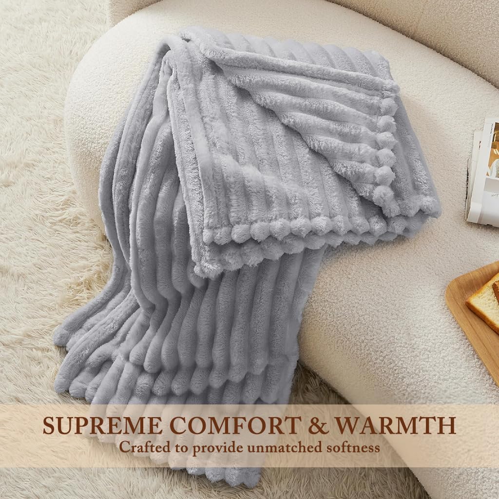 HASTHIP Cozy Blanket for Couch Relaxation 59x78 in with Soft Flannel Warmth | Grey Throw