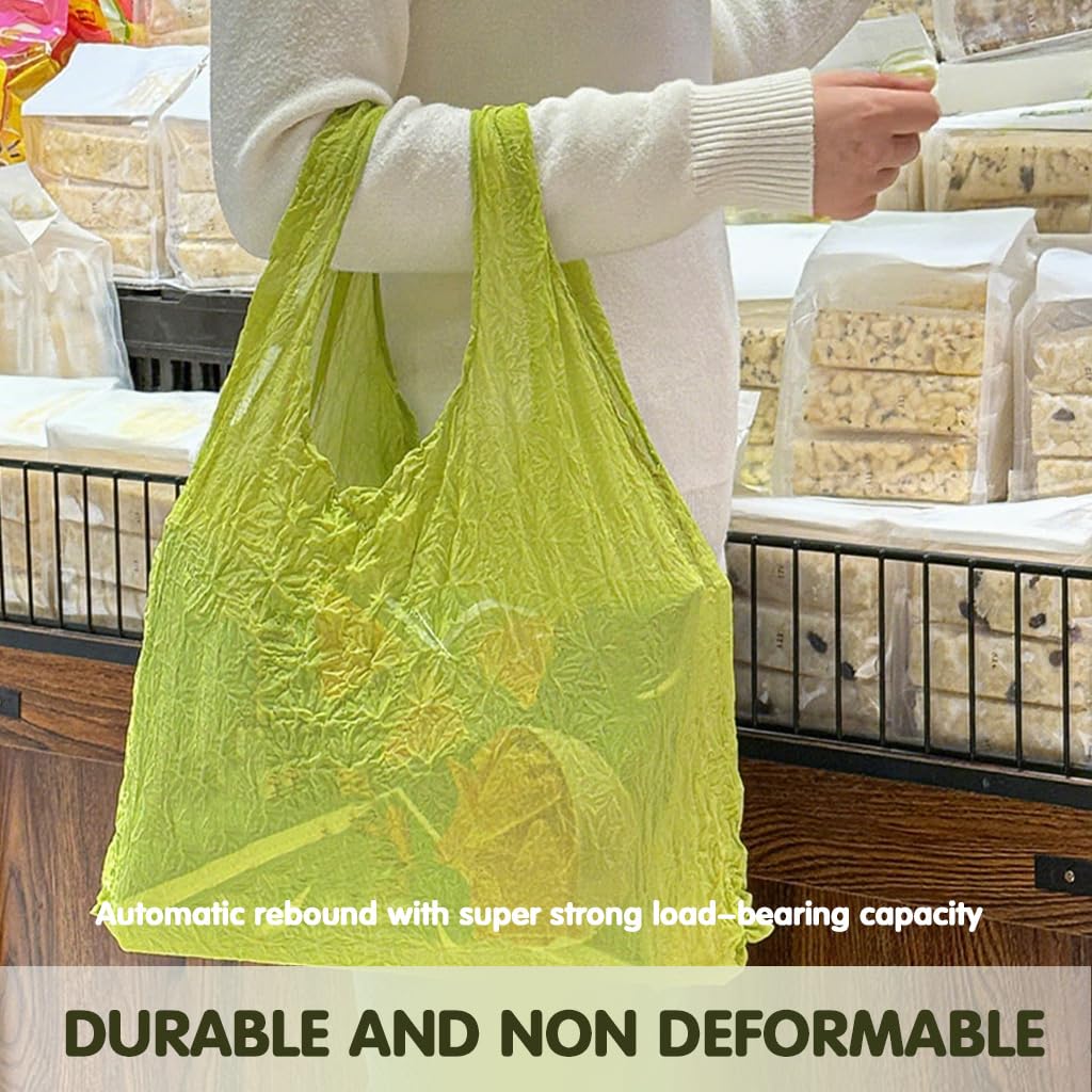 HASTHIP Packable Shopping Bags for Groceries with Extendable Capacity and Crinkled Nylon Cloth | Set of 2 Green and Black Bags