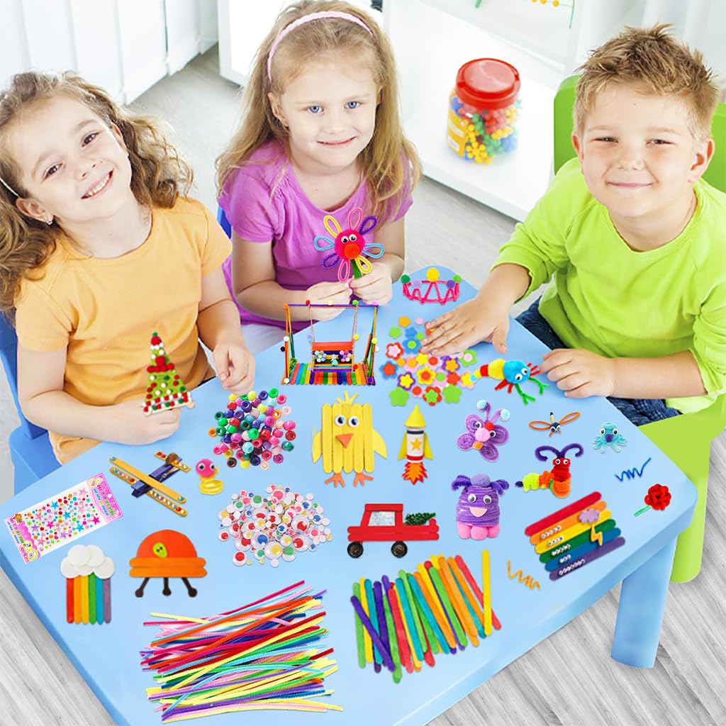 HASTHIP Art and Crafts Supplies Kit for Kids DIY Projects with Colorful Buttons and Googly Eyes | Ideal for Educational and Creative Activities