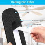 HASTHIP Ceiling Fan Filters for Cleaner Air with Activated Carbon Pads 25cm x 9cm | Easy Self-Adhesive Installation