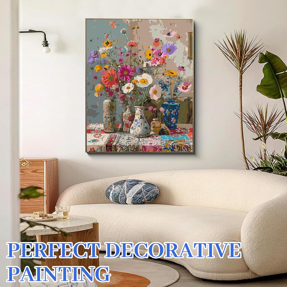 HASTHIP Paint by Numbers Kit for Adults and Kids with Brushes and Pigments 40x50cm | Retro Wildflower Bouquet Canvas Art Set