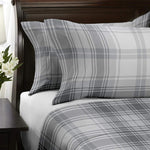 HASTHIP Bed Sheet Set for Queen with 102x90 in Flat Sheet and 21x32 in Pillowcases | Gray Grid Microfiber