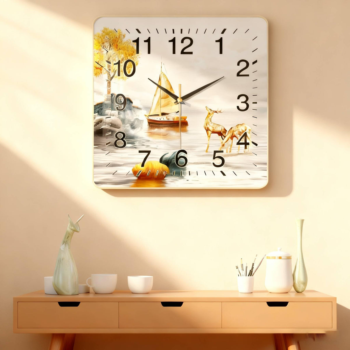 HASTHIP Quartz Wall Clock for Home featuring Silent Non Ticking Mechanism 12 inch | Modern Decorative Design
