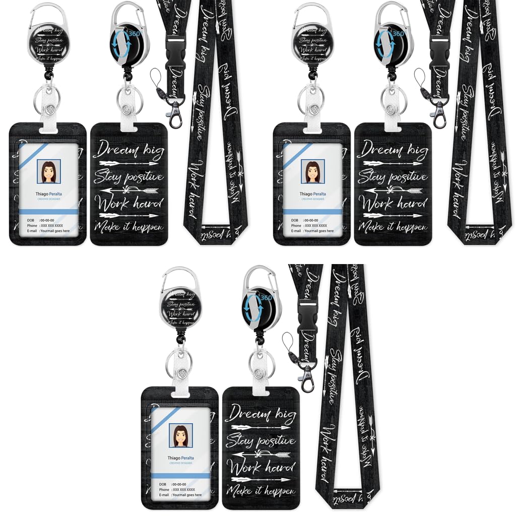 HASTHIP Retractable Badge Holder for ID Cards and Keys with 23 in Wire Reel | Detachable Lanyard
