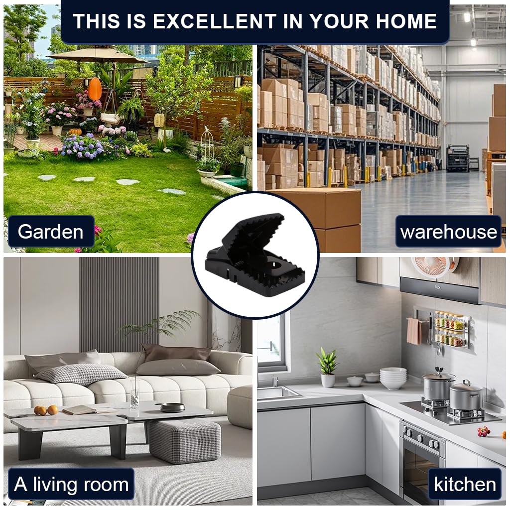 HASTHIP Mouse Traps 4 Pcs Reusable Set for Home and Kitchen with Quick Snap Catch | Strong Serrated Clip Teeth