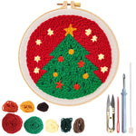 HASTHIP Punch Needle Set for DIY Christmas Tree Embroidery with Yarn and Hoop | Fun Craft Kit for Beginners and Kids