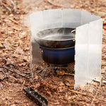 HASTHIP® 84 * 24Cm Windshield For Camping Wood Stove With Nylon Drawstring Pouch,10 Plates Aluminum Folding Windproof Screen For Camping Stove Windpscreen Stand For Camping Stove, Camping Accessories