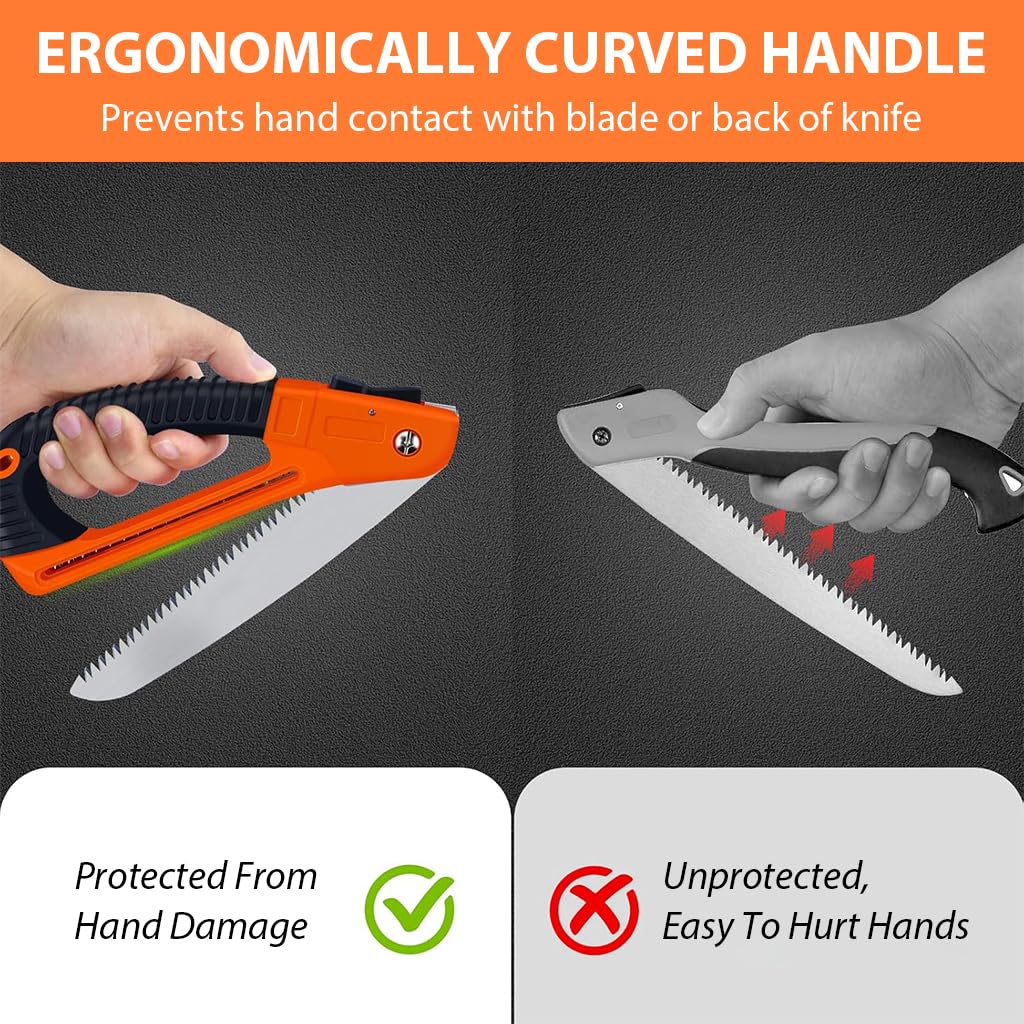 HASTHIP Folding Hand Saw for Wood and PVC with 7 in SK5 Blade and Safety Lock | Anti‑Slip Handle