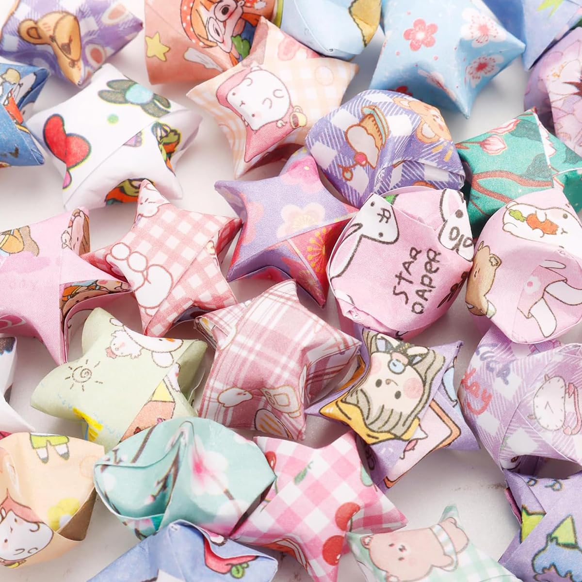 HASTHIP Origami Art Papers for Lucky Star Crafting with 2080 Sheets & 8 Kawaii Designs