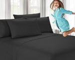 HASTHIP Bed Sheet Set 3 Piece with Flat Sheet and 2 Pillow Covers | Soft Microfiber Queen Light Gray