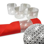 HASTHIP Napkin Rings for Wedding and Dinner featuring VELCRO Design 10Pcs Silver | Rhinestone Holders 5.2×1.5 in