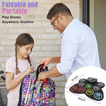 HASTHIP Electronic Drum Set for Beginners with 9 Pads and Dual Pedals | Portable Roll Up Design