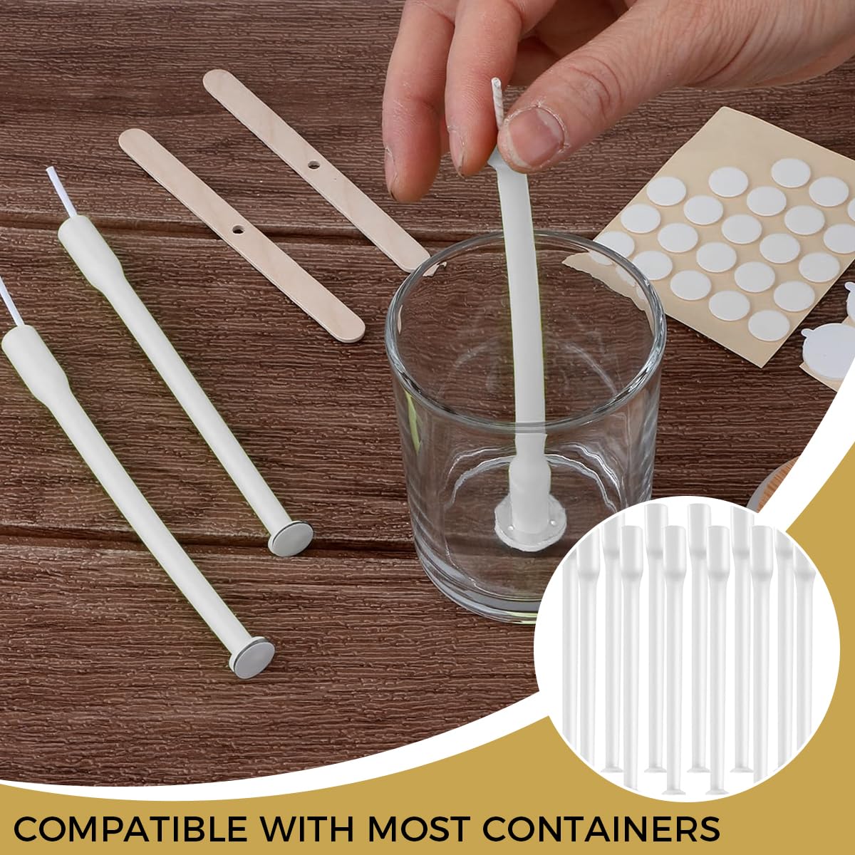 HASTHIP Candle Wick Holder for DIY Candle Making with Placing Tube Anchoring | 12Pcs Set