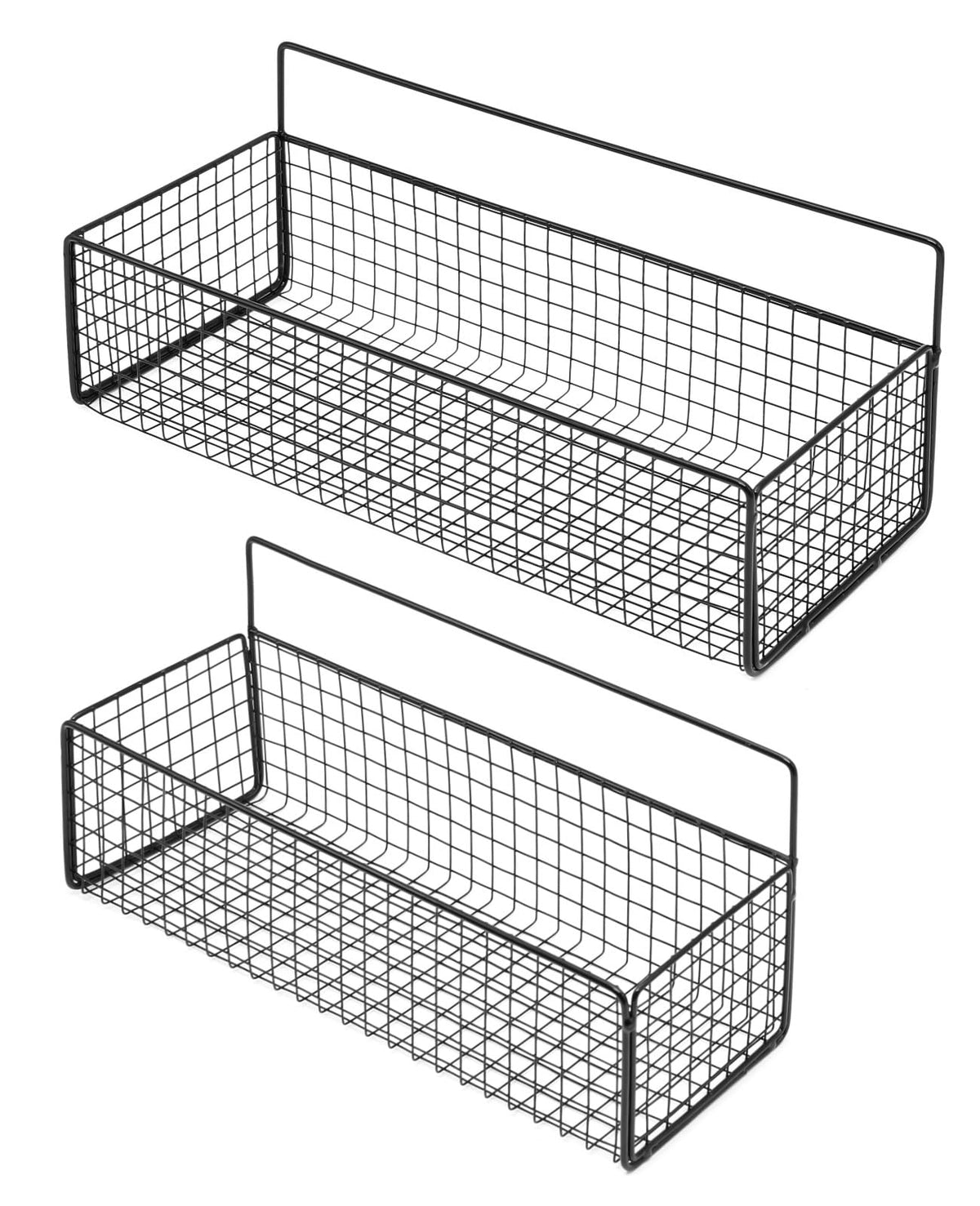 HASTHIP® 2Pcs Kitchen Organizer Basket Wire Basket Organizer Shower Caddy No Drill Wall Mounting Multipurpose Metal Basket Organizer for Kitchen, Bathroom, Living Room, Dorm, Size M/L