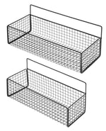 HASTHIP® 2Pcs Kitchen Organizer Basket Wire Basket Organizer Shower Caddy No Drill Wall Mounting Multipurpose Metal Basket Organizer for Kitchen, Bathroom, Living Room, Dorm, Size M/L