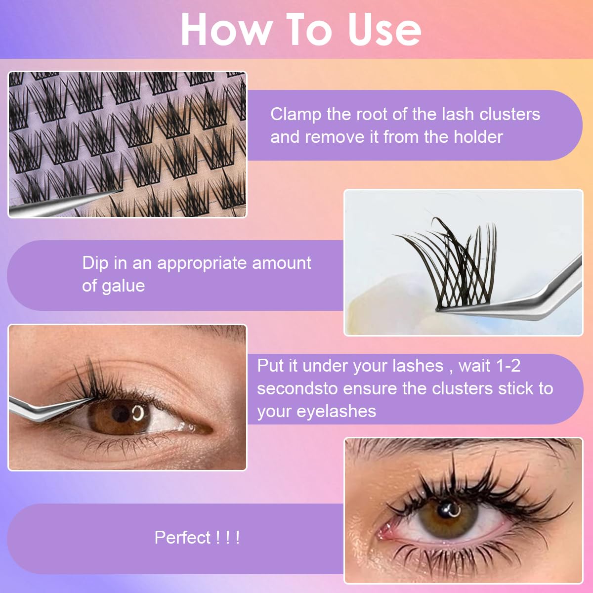 HASTHIP® 100PCS Lash Clusters Wispy Eyelash Clusters 11mm Cluster Eyelash Extensions Natural Volume Lash Extensions DIY Individual Lashes Cluster Extensions At Home