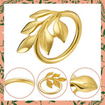 HASTHIP® 12Pcs Gold Leaf Napkin Rings, Elegant Metal Napkin Holders for Wedding, Dinner, Banquet, Festival and Holiday Table Decorations, Durable and Reusable Table Accessories
