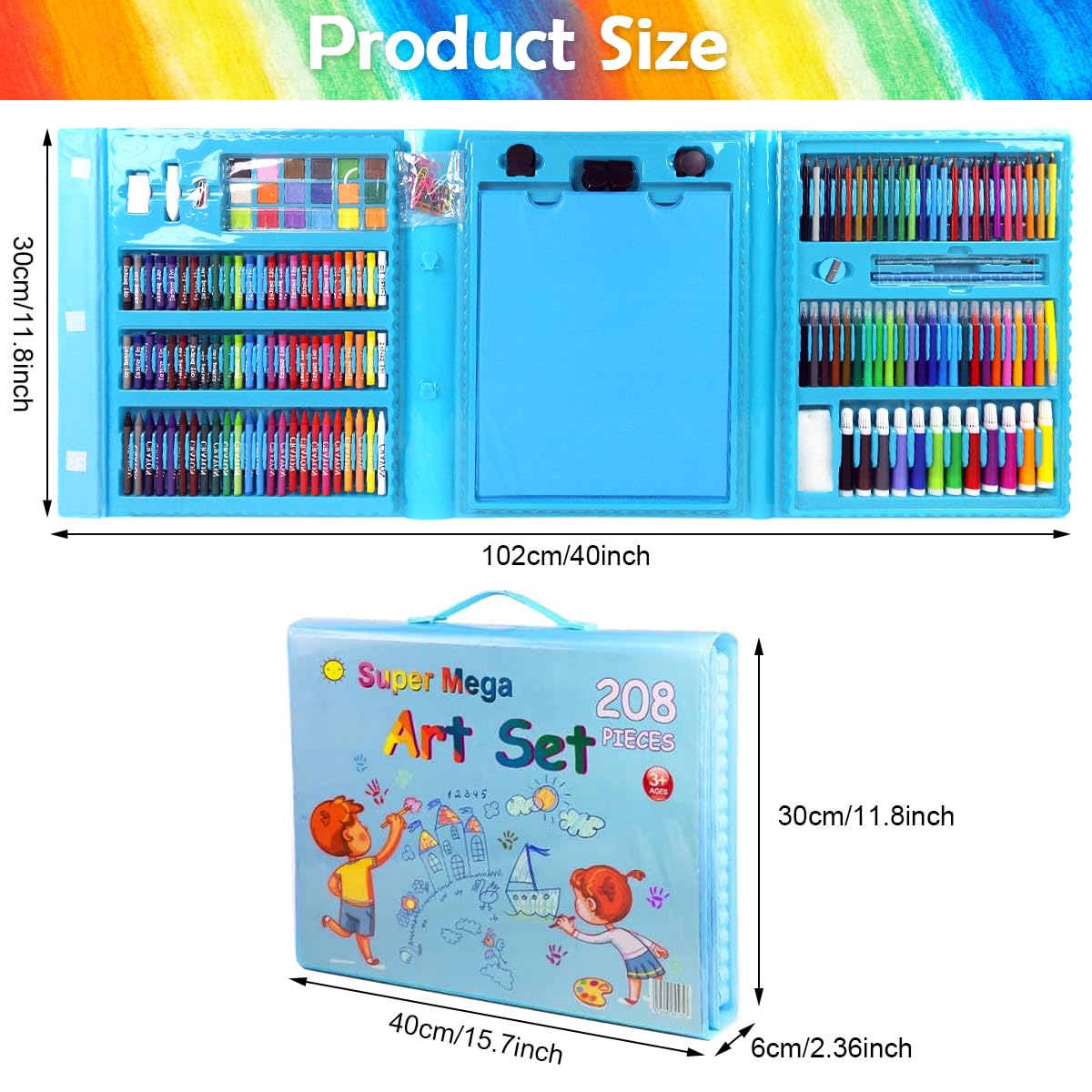 HASTHIP Kids Art Painting Kit 208 Pieces with Folding Easel and Safe Colors for Creative Fun