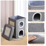 HASTHIP® Foldable Cat House, Cat Bed for Indoor Cats, for Cat Multi Opens Game Tunnel for Cat Double Layer Cat House with Atop Platform & Cat Scratcher Board DIY Assembly Cat House All Season Use