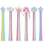 HASTHIP® Hair Clips for Girls, 6 Pcs Rainbow Hair Extensions, Unicorn Hair Clips for Girls Toddler Kids Ponytails, Hand-made Cute Glitter