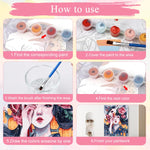 HASTHIP Paint by Number Kit for Japanese Courtesan Art with Acrylic Paints 15.7x20 in Canvas | Ideal DIY Gift and Wall Decor