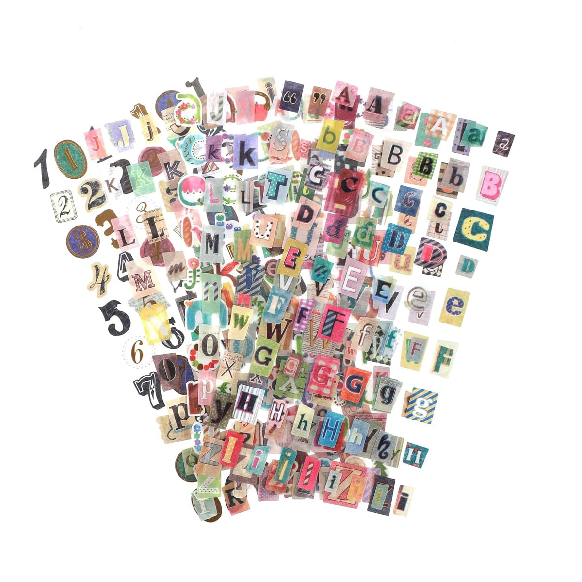 HASTHIP® 347PCS Vintage Stickers, 6 Sheet Scrapbook Stickers Graffiti, Cute Vintage Letters Numbers Self Adhesive Decals Scrapbooking Supplies for Diary DIY Art Album Paper Crafts