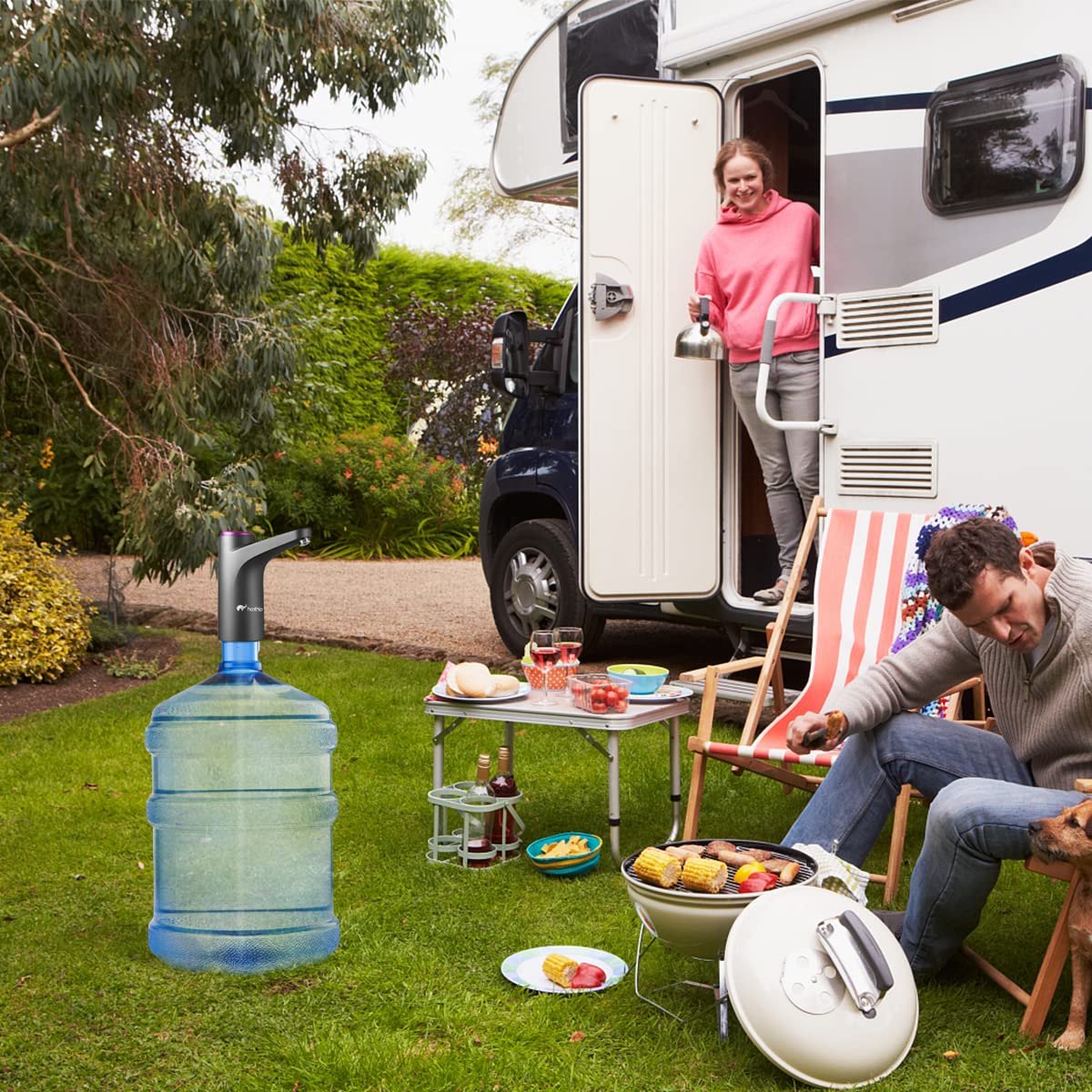 HASTHIP Automatic Water Dispenser Pump, Portable Can Water Dispenser Pump with USB Rechargeable Battery Suitable for Water Can with A 2.16-Inch (5.5cm) Neck, for Home, Office,5 Gallon