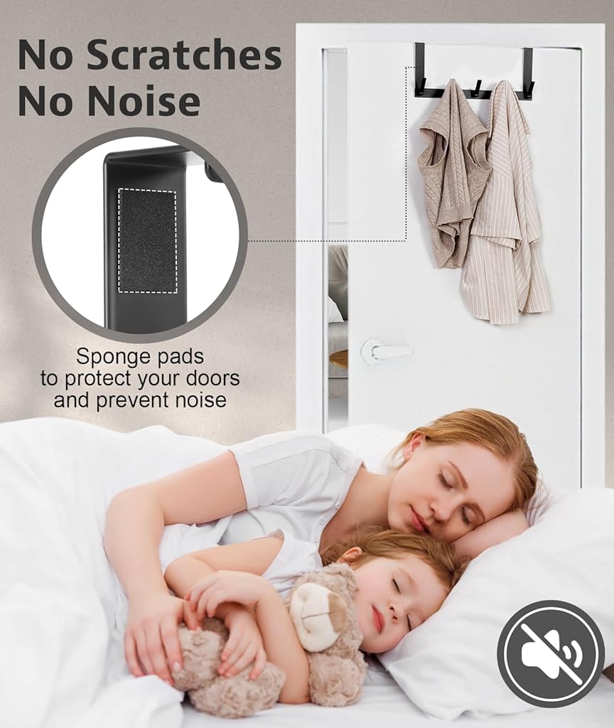 HASTHIP® Over The Door Hooks, Door Hanger Hook, Towel Rack for Bathroom, Door Towel Hanger for Hanging Clothes Hat (Black, 1 Pack)