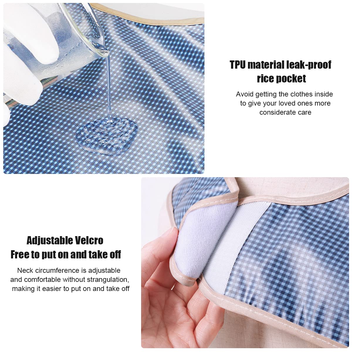 HASTHIP Adult Bibs for Dining with Leakproof Catch Pockets 67.5×39.7cm Blue | Washable Adjustable Protection