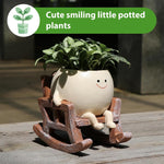 HASTHIP Mini Succulent Pot for Desk and Home Decor with Rocking Chair Resin Design 11.3x12.4x11.7cm | Gift for Friends