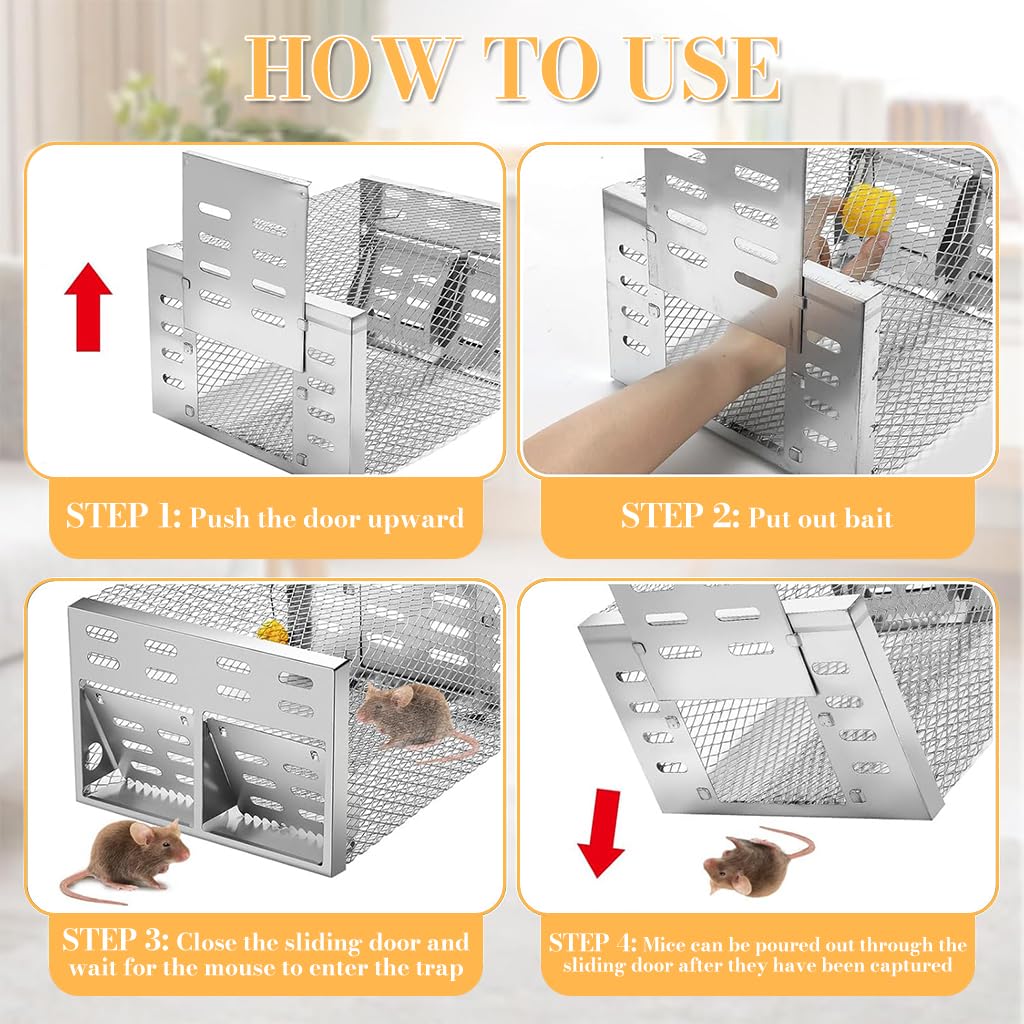 HASTHIP Rat Trap for Indoor and Outdoor Use featuring Dual Entry One Way Door 12 x 9 x 6 in Metal Cage