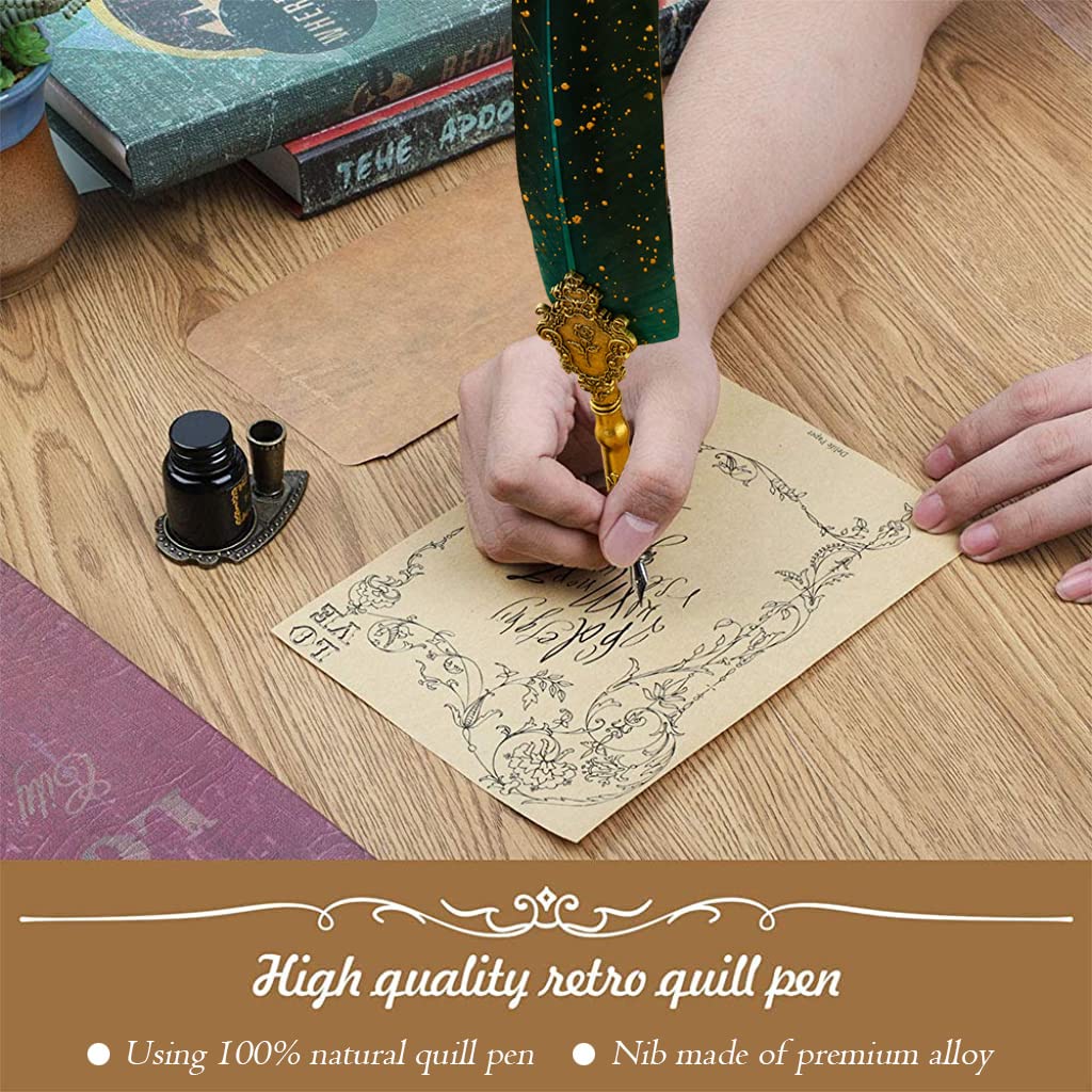 HASTHIP Quill Pen Ink Set for Calligraphy and Writing with 5 Nibs and Wax Seal Kit | Artistic Gift