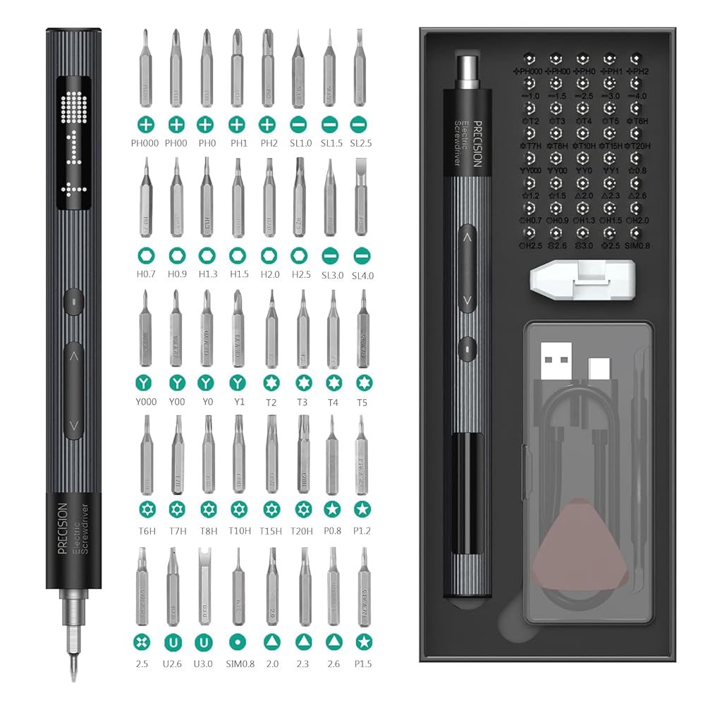 HASTHIP® Electric Screwdriver Set, Rechargeable Mini Screwdriver Set, 50 in 1 Power Repair Tool Kit with Torque and Power Display,
