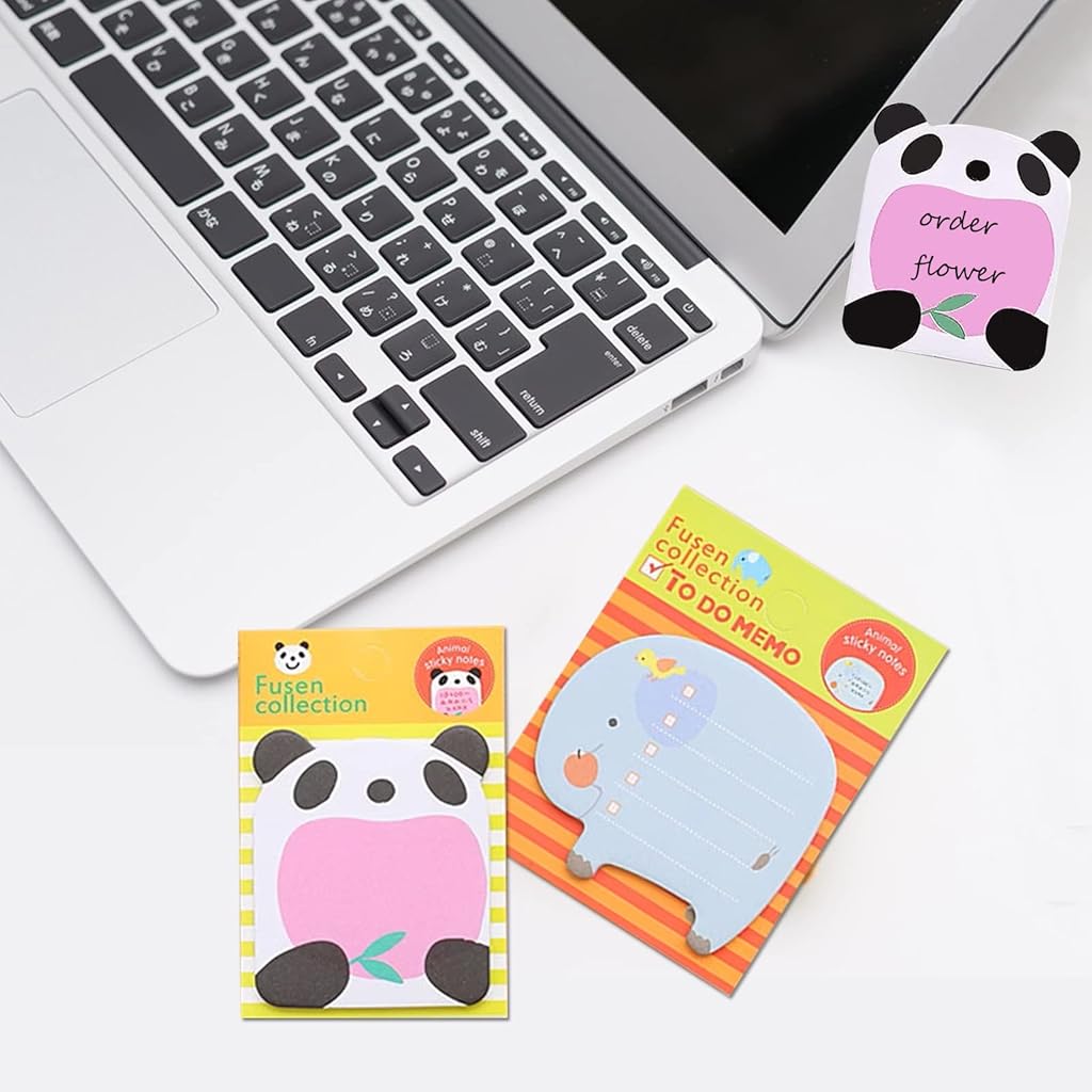 HASTHIP® 24 Pack Sticky Notes Cute 8 Cartoon Patterns Set for Party Bags Animal Designs Bag Fillers for Kids Pad for Students Office Staffs 3 PCS