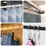 Bathroom Curtain Hooks,Stainless Steel Hook for Curtains,Rust-Resistant Metal Double Hooks Curtain Rings,Rolling Shower Curtain Hooks for Bathroom Shower Curtain Rods Curtains, Set of 10