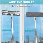 HASTHIP Window Cleaning Mop with 53.9 in Long Handle and 2 in 1 Double Sided Microfiber Head | Wet and Dry Use