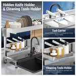 HASTHIP Adjustable Over Sink Dish Rack for 53–68 cm Sinks featuring Double Layer Stainless Steel Organizer