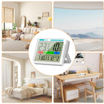 HASTHIP Thermo Hygrometer Alarm Clock for Home with LCD Display and Snooze | Temperature and Humidity Monitor