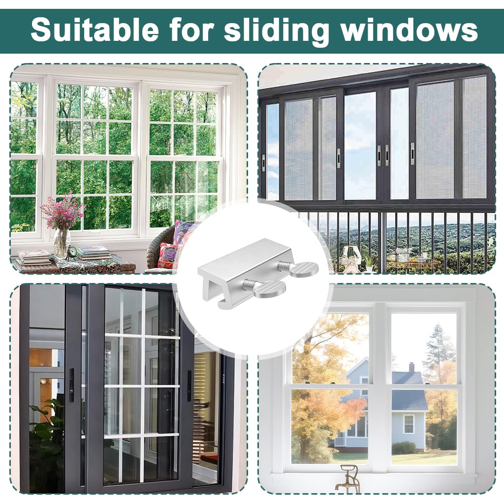 HASTHIP Sliding Window Key Locks for Home Security with Dual Screw-In Stud Design | 3 Pcs Silver Aluminum