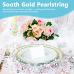 HASTHIP Pearl String for Floating Candles and Wedding Centerpieces 25pcs with 3mm and 8mm Gold Beads | Vase Filler and DIY Décor