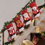HASTHIP® 4PCS Christmas Stockings Decorations Large Red Bear Santa Snowman Reindeer Socks Gifts Hangings for Tree Decor Door