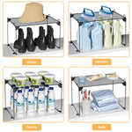 HASTHIP Folding Metal Storage Rack for Kitchen Countertop with Mesh Shelf | Space-Saving Organizer