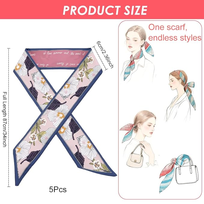HASTHIP® 5-Piece Floral Hair Scarf Set for Women
