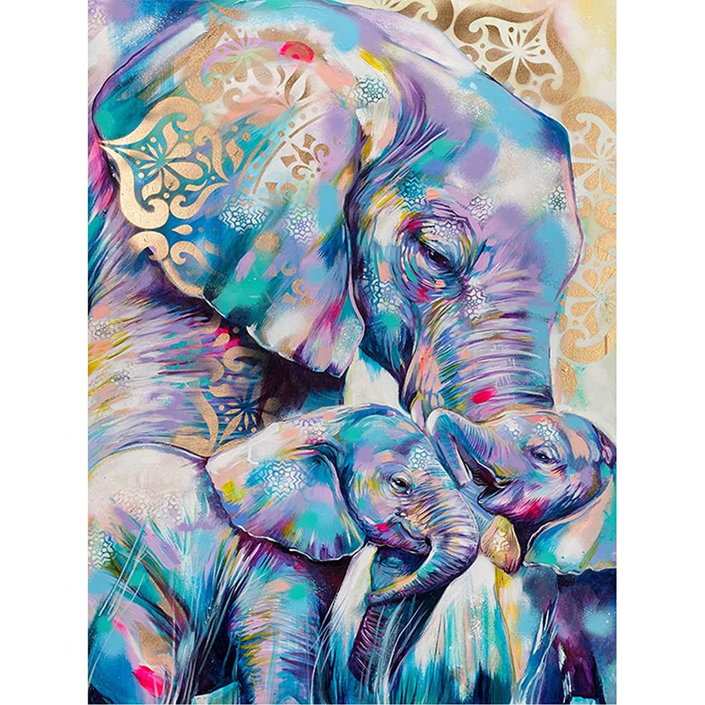 HASTHIP Elephant Diamond Painting Kit for Home Wall Decor with 30 x 40cm Full Drill | DIY Gem Art for Adults and Kids
